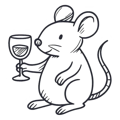 A mouse holding a glass of wine sticker