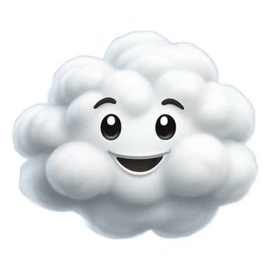 emoji of a fluffy white cloud in a lively dance. cartoon style. cheerful expression. isolated cutout. sticker