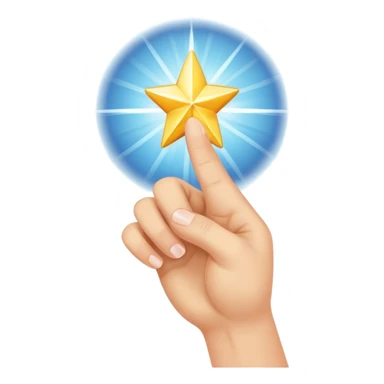 hand with the index finger pointing, sparkling star at the fingertip sticker