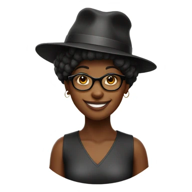 Black girl with hat, glasses and a sign saying happy birthday sticker