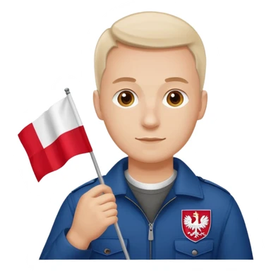 ultra realistic polish man with poland flag sticker