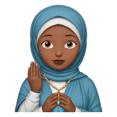 darkskin muslim black woman praying with hijab on and rosary sticker