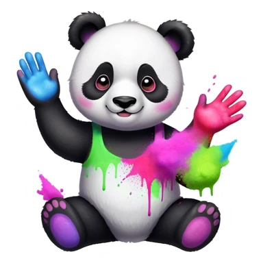 Panda playing holi sticker