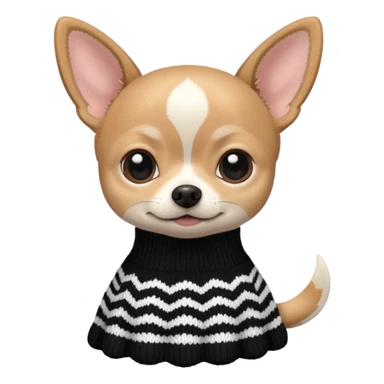 Chiuaua in bianco e nero con vestitino in maglia sticker