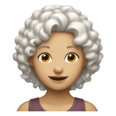 White curly hair relaxing girl sticker