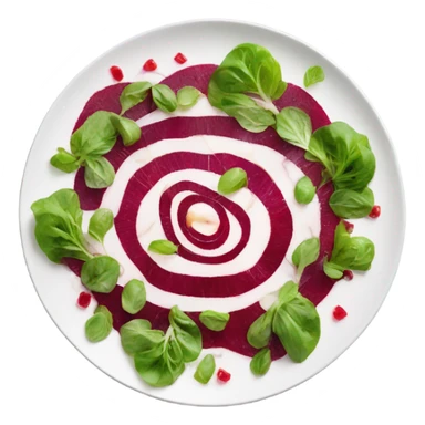 carpaccio from beets on a white plate sticker