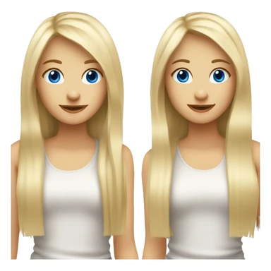 girl with long blonde hair with fringe no hairstyle and blue eyes welcoming happy sticker
