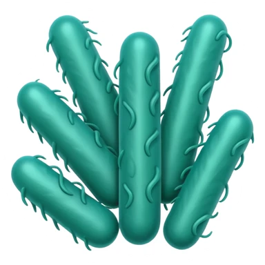 Multiple Lactobacillus bacteria emojis, thick rod shape, teal green, soft fibrous texture, clean ingredient icon style
 sticker