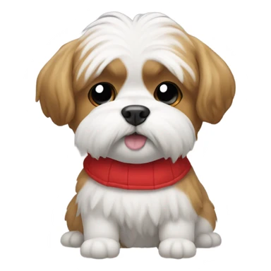 shitzu with red puffer sticker