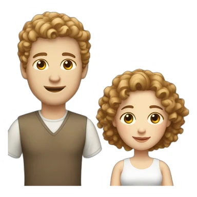 Couple, white European man with brown curly hair and chubby white woman with light brown curly hair sticker