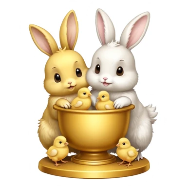 spring trophy with baby chicks and bunnies sticker