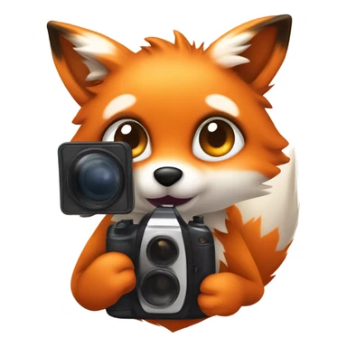 photorealistic detailled kawaii fox taking photo sticker