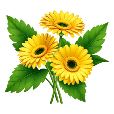 bouquet Sunshine Yellow Gerbera Daisy
, luxuriant, leaf, bud sticker