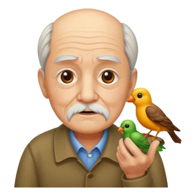 old man with bird sticker