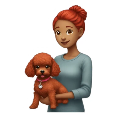 Red haired girl with red toy poodle sticker