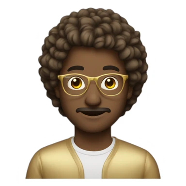 man brun hair with gold glasses sticker
