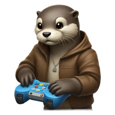 Otter playing video game sticker