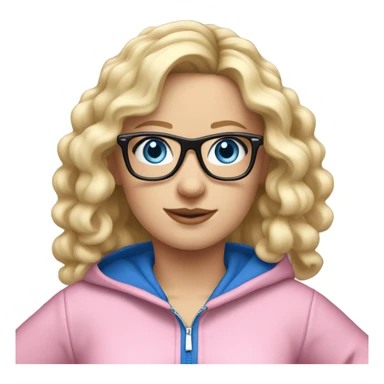 dancing-fair-haired-white-girl-pink-oversize-tracksuit-black-glasses-blue-eyes sticker