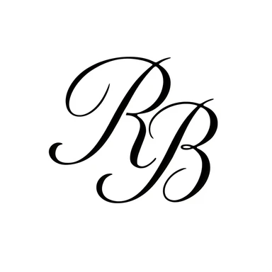calligraphy initials RB, elegant style, suitable for a profile icon, white background sticker