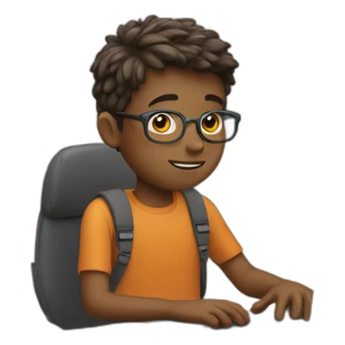 boy with a computer sticker