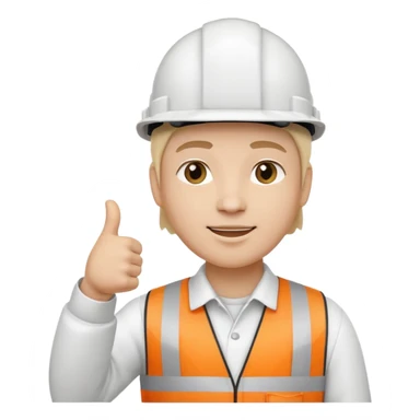 Cara de persona con casco blanco inginierl civil con pulgar arriba sticker