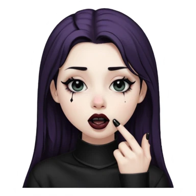 Goth girl with her eyes rolled up and towards her nose and her tongue sticking out doing uwu face sticker