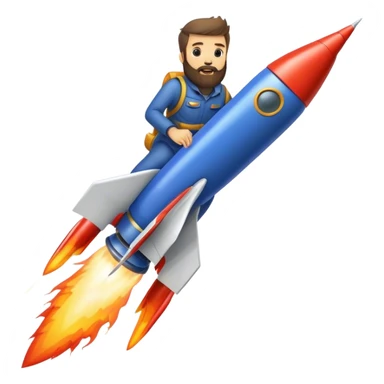 bearded man riding a rocket france black boom!  sticker