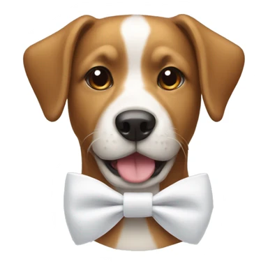 a dog with a white bow sticker