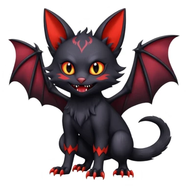 Vampiric Batty Noibat-Litten-Torracat-Lykoi-hybrid-fusion (full body) sticker