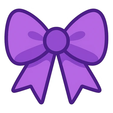 2D cute purple bow, vibrant toon style sticker
