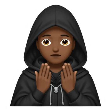 🥷🏽: inspire toi de cet emoji faisant en sorte qu’il est les mains sur ses yeux et garde sa cagoule noir sticker
