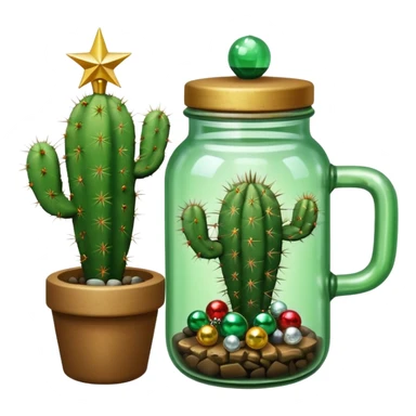 Cactus holding an overturned jar Christmas tree sticker