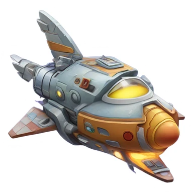 broken space ship, cartoony sticker