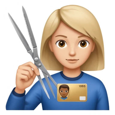 Scissors cutting an ID card in 2 parts.hyper realistic sticker