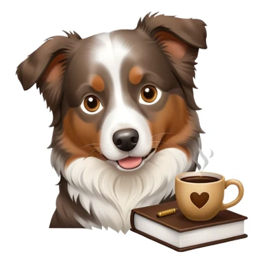 australian shepherd with a coffee and lawyer book sticker