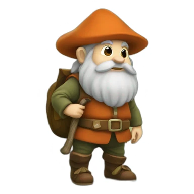 a dwarf in the woods searching for mushrooms sticker