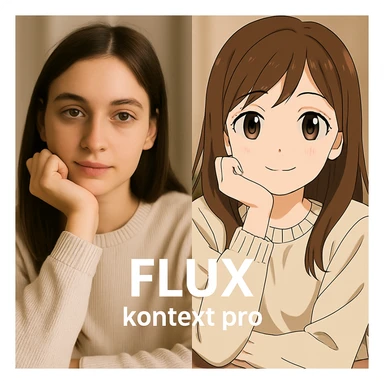 replace the logo with the text of "FLUX kontext pro" without black background just text, keep everything else same sticker