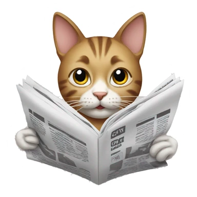a cat reading newspaper sticker