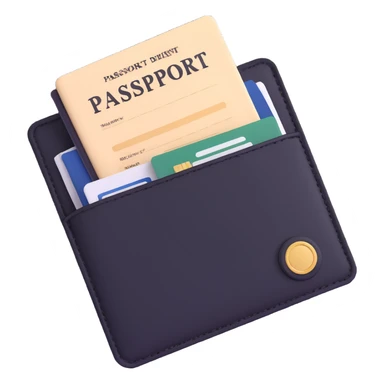 official document folder with passport and papers sticker