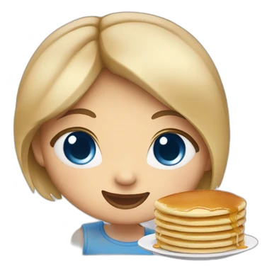 girl whit blue eye eat pancake sticker