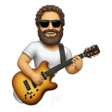 Adulto de poco pelo barba y gafas tocando la guitarra eléctrica sticker