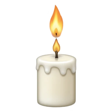 A simple emoji-style illustration of a candle with no flame, the wick slightly burnt, and a small amount of light smoke rising, minimal design, flat emoji look sticker