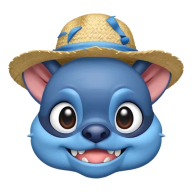 stitch qui porte un chapeau de luffy sticker