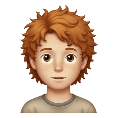 Boy with freckles and light brown fluffy hair sticker