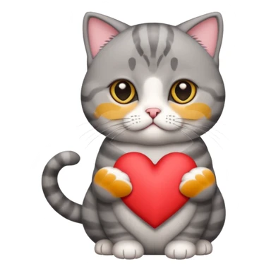 Scottish fold grey with heart sticker
