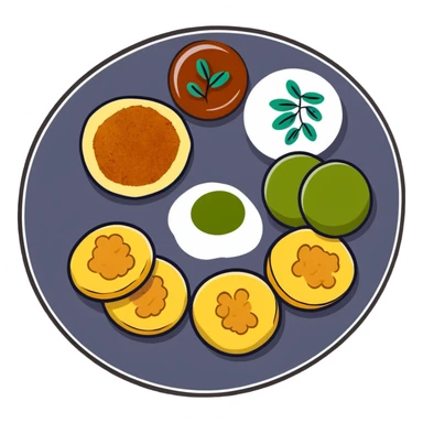 Small plate of Aloo Tikki Chaat with chickpeas, potato patties, yogurt and tamarind chutney sticker