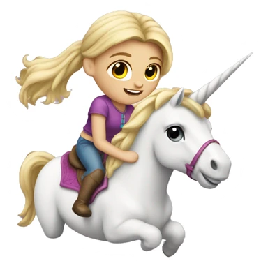 Blonde haired girl riding a unicorn  sticker