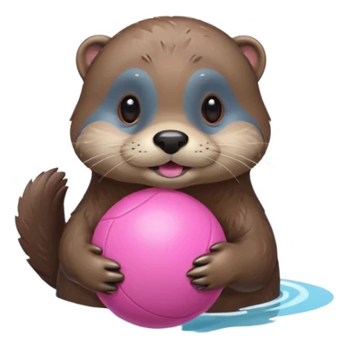 otter with pinkball and water sticker