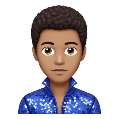 Bobby Farrell from Boney M with dark brown hair, periwinkle sequin outfit sticker