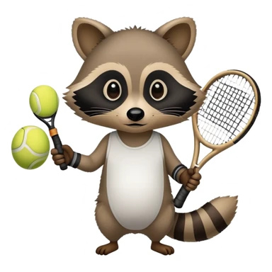 tennis racket gripped by a raccoon hand and forearm, no raccoon body visible sticker